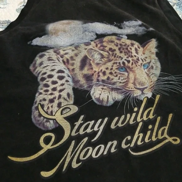 Stay Wild Moonchild Black Muscle Tee - Picture 3 of 4